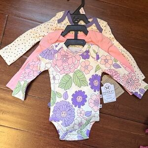 Honest Kids Floral and Polka Dot Bodysuit Trio